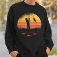 Fisherman Fisher Fishing Sunset Retro Vintage Sweatshirt Gifts for Him