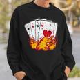 Poker 4 Aces Flames Texas Holdem Lucky Poker Sweatshirt Gifts for Him