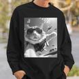 Skydiving Cat Selfie With Alien Ufos Sweatshirt Gifts for Him
