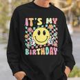 Groovy It's My Birthday Retro Smile Face Bday Party Hippie Sweatshirt Gifts for Him