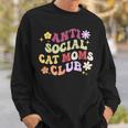 Groovy Retro Anti Social Cat Moms Club Mother's Day Sweatshirt Gifts for Him