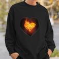 Heart On Fire Flames Heart Sweatshirt Gifts for Him
