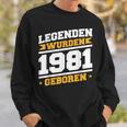 Herren Legenden 1981 Geboren 40 Geburtstag Jahre Spruch Papaater Sweatshirt Geschenke für Ihn