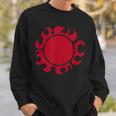 Herren Sweatshirt Rotes Tribal-Sonnenmotiv, Grafiktee Schwarz Geschenke für Ihn