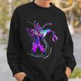 Hummingbird Holding Purple Ribbon Overdose Awareness Sweatshirt Gifts for Him