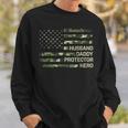 Husband Daddy Protector Hero Camouflage Flag Dad Fathers Day Sweatshirt Gifts for Him