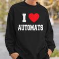 I Love Automats Schwarzes Sweatshirt, Herz-Motiv Design Geschenke für Ihn