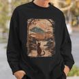 Japanese Cat With Landscape And Mountain Sweatshirt Gifts for Him