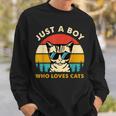 Just A Boy Who Loves Cats Themed Cat Owner Boy Kid Cat Lover Sweatshirt Gifts for Him