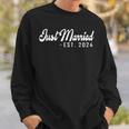 Just Married 2024 Honeymoon Wedding Couples Fiancee Sweatshirt Gifts for Him