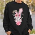 Leopard Print Rabbit Bunny Blowing Bubble Gum Easter Day Sweatshirt Gifts for Him