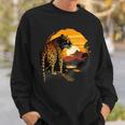 Leopard Savanne Sonnenuntergang Wildlife Safari Motiv Tierdruck Sweatshirt Geschenke für Ihn