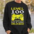 Level 100 Days Of School Unlocked Gamer Video Games Boy Girl Sweatshirt Gifts for Him