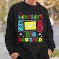 Leveling Up To Big Brother 2024 Gaming Boys Toddler Big Bro Sweatshirt Gifts for Him