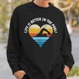 Life Is Better In The Pool Retro Distressed Heart-Love Swim Sweatshirt Gifts for Him