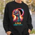 Lima Ohio Total Solar Eclipse 2024Rex Dinosaur Colorful Sweatshirt Gifts for Him