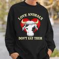 Love Animals Don't Eat Them Vegan Vegetarian Cow Face Sweatshirt Gifts for Him