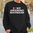 I Love My Awesome Boyfriend Heart Couples Girlfriend Sweatshirt Gifts for Him