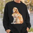 I Love Dad Patriotic Golden Retriever Canine Dog Lover Sweatshirt Gifts for Him