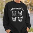 Meowtallica Black White Parody Band Cat Kitten Lover Sweatshirt Gifts for Him