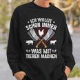 Metzger Was Mit Tieren Text In German Sweatshirt Geschenke für Ihn