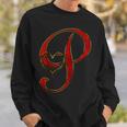 Monogram Initial Letter P Red Heart Sweatshirt Gifts for Him