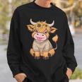 Niedliches Baby Highland Cow Mit Sonnenblumen Grafik Rinder Sweatshirt Geschenke für Ihn