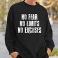 No Fear No Limits No Excuses Motivational Gym Fitness Sweatshirt Gifts for Him