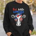 Patriotic Cow Usa Flag 4Th Of July Red White And Moo Sweatshirt Gifts for Him