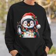 Peace Sign Hand Penguin Santa Christmas Penguin Pajamas Sweatshirt Gifts for Him