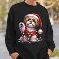 Peace Sign Hand Shih Tzu Santa Christmas Dog Pajamas Sweatshirt Gifts for Him