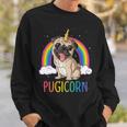Pugicorn Pug Unicorn Girls Kids Space Galaxy Rainbow Sweatshirt Gifts for Him
