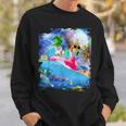 Rainbow Space Galaxy Cat On Flamingo Dolphin Sweatshirt Gifts for Him
