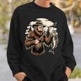 Retro Bigfoot Sasquatch Fishing Bassquatch Fisherman Sweatshirt Gifts for Him