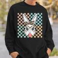 Retro Checkered Bunny Rabbit Face Bubblegum Happy Easter Sweatshirt Gifts for Him
