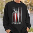 Retro Cincinnati American Flag Distressed Baseball Fans Sweatshirt Gifts for Him