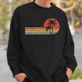 Retro Style Tropical Vintage Sunset Beach Palm Tree Sweatshirt Gifts for Him