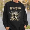 He Is Rizzin Jesus Playing Baseball Sweatshirt Gifts for Him