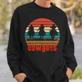 Rodeo Cowboy And Wranglers Bronco Horse Retro Style Sunset Sweatshirt Gifts for Him