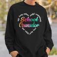 School Counselor Heart Word Cloud Watercolor Rainbow Sweatshirt Gifts for Him