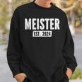 Schwarzes Sweatshirt Meister EST. 2024, Vintage Schriftzug Design Geschenke für Ihn