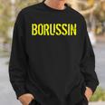 Schwarzes Sweatshirt mit gelbem BORUSSIN Schriftzug, Fußballfan Bekleidung Geschenke für Ihn