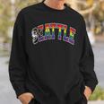 Seattle Arched Style Text Progress Pride Pattern Sweatshirt Gifts for Him