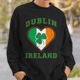 Shamrock Clover In Dublin Ireland Flag In Heart Shaped Sweatshirt Gifts for Him