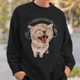 Silly Cat With Headphones Sweatshirt Gifts for Him