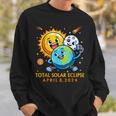 Solar Eclipse April 8 2024 Cute Earth Sun Moon Selfie Space Sweatshirt Gifts for Him