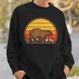 Sunset Capybara Lover Vintage Retro Capybara Sweatshirt Gifts for Him