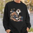 Surrealism Japanese Painting Calico Cat Sweatshirt Gifts for Him