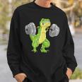 T-Rex Dinosaur Squat Bodybuilder Powerlifting Gym Sweatshirt Gifts for Him
