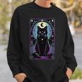 Tarot Card Crescent Moon Black Cat Lover Tarot Cat Vintage Sweatshirt Gifts for Him